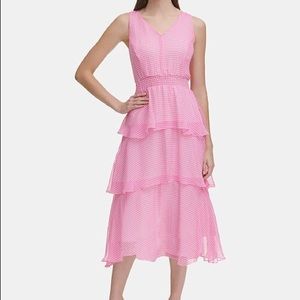 Tommy Hilfiger Pink Tiered Gingham A-line Dress